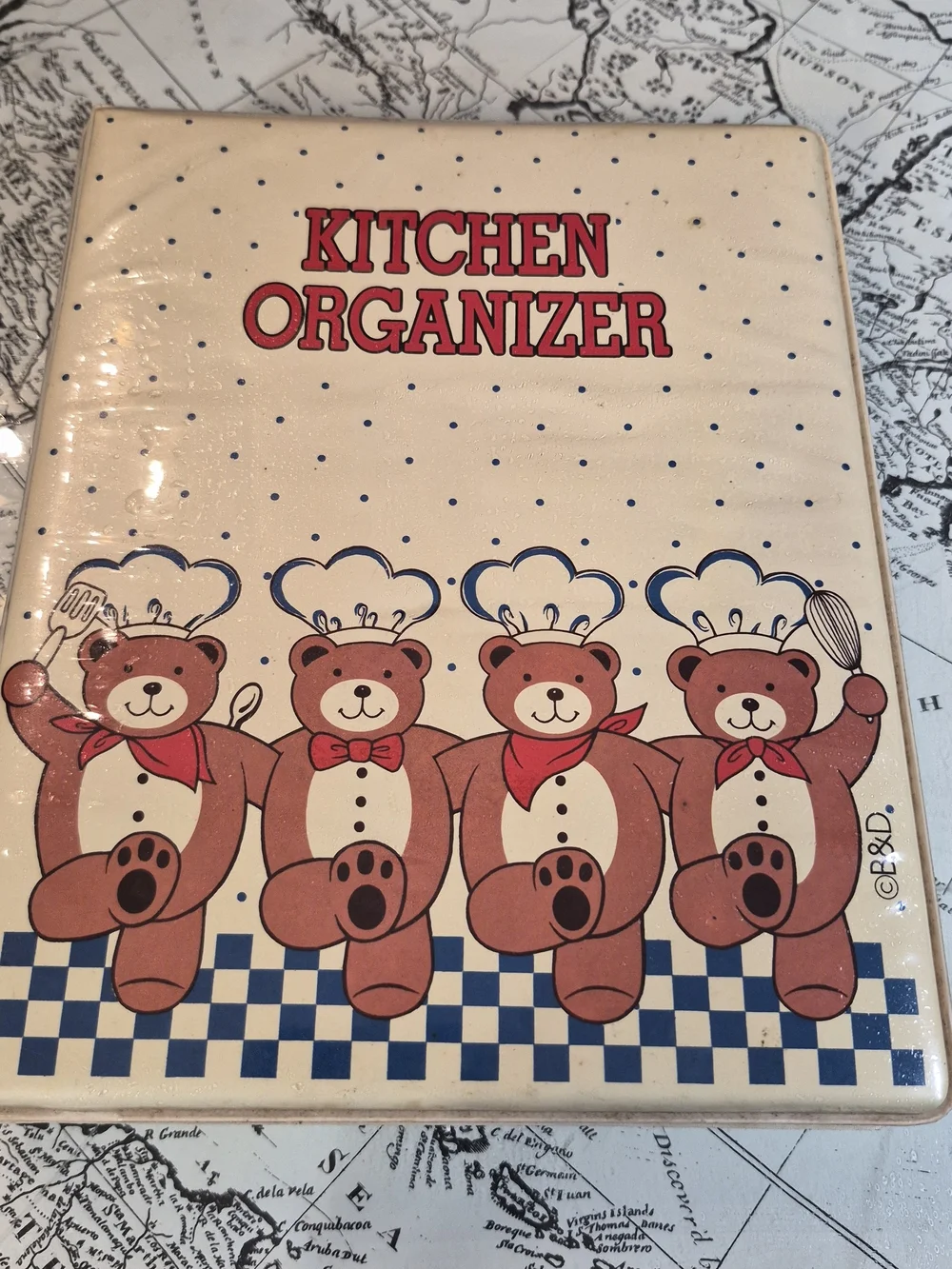 RARE Kitchen Organizer Binder - Cream with Brown Bear Design